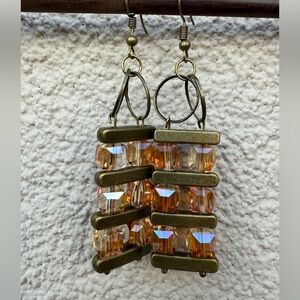 Chic Bronze and Orange Crystal Earrings